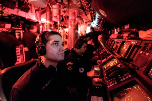 Crew carry out a drill on a diesel-electric submarine. Photo: AFP