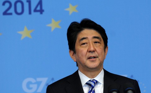 Japan's Prime Minister Shinzo Abe at a press conference on the last day of the G7 summit in Brussels on Thursday. Photo: AFP