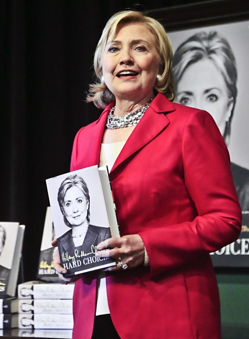 HiIlary Rodham Clinton speaks before doing a book signing  at Barnes and Noble bookstore in New York. Photo: AP