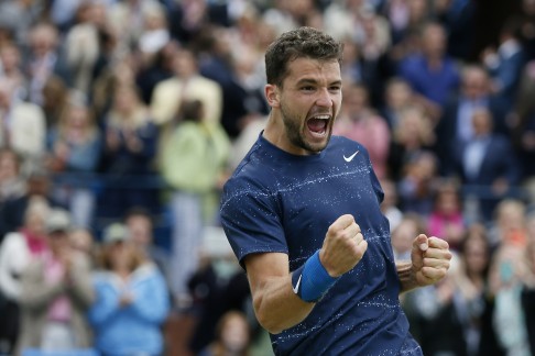 Bulgaria's Grigor Dimitrov is pumped up after beating Spain's Feliciano Lopez at the Queen's Club tournament. Photo: Reuters