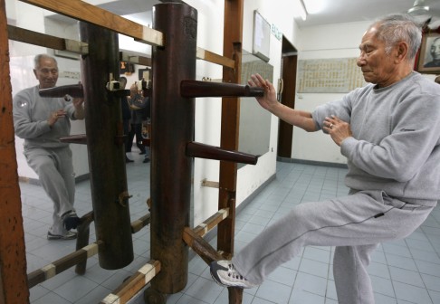 Ip Man's son, Ip Chun, practices wing chun. Photo: Dickson Lee