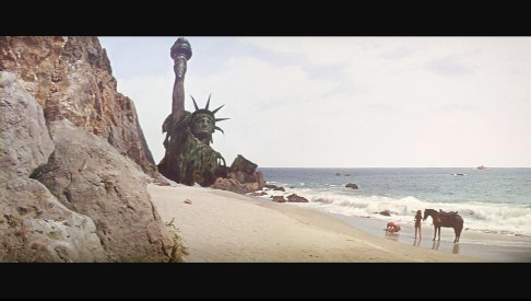 An iconic image from the original Planet of the Apes.