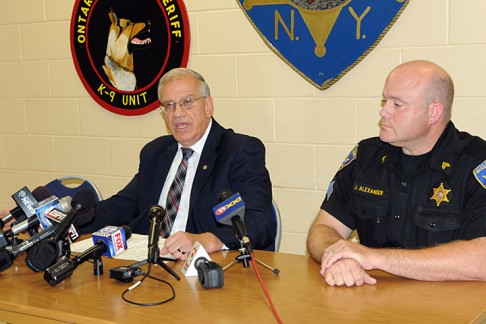 Ontario County sheriff Philip Povero (left), who is investigating the incident, at a news conference in Canandaigua, New York. Photo: AP