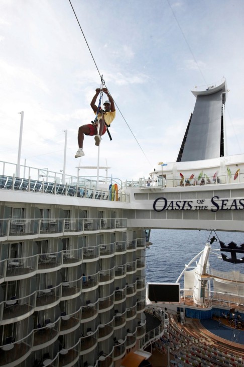 A zip line on Oasis of the Seas.