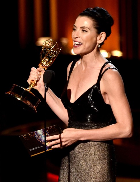 Actress Julianna Margulies accepts Outstanding Lead Actress in a Drama Series for 'The Good Wife'. Photo: AFP
