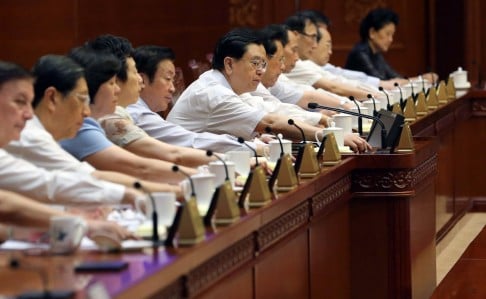 NPC members vote during yesterday's meeting. Photo: Xinhua