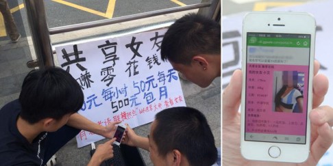 The man was happy to show potential customers photos of his girlfriend and detail her measurements. Photo: Weibo