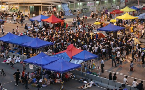 The protest site in Admiralty on Monday evening. Photo: David Wong