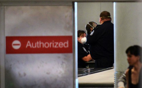 A screening area for international passengers at Newark airport in New Jersey. Photo: AP