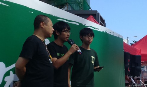 Protest leaders give a press conference. Photo: Elizabeth Cheung