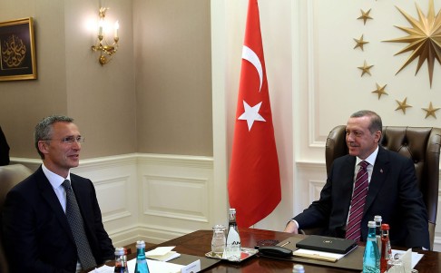 Nato Secretary General Jens Stoltenberg (left) and Turkish President Recep Tayyip Erdogan meet in Ankara on Friday. Photo: EPA