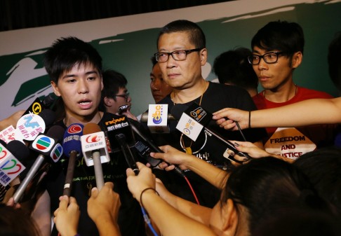 Day 11: Lester Shum (left), of the Federation of Students, briefs the media after initial talks with officials to arrange a dialogue with government heavyweights.