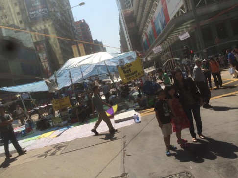 Occupy Mong Kok on Sunday morning. Photo: Ernest Kao