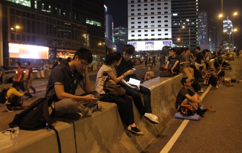 Protesters scattered around the main protest site in Admiralty. Photo: Edward Wong