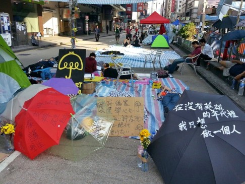 Occupy Mong Kok on Sunday morning. Photo: Emily Tsang