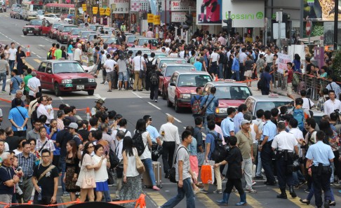 Taxi drivers parked on Argyle Street. Photo: Felix Wong