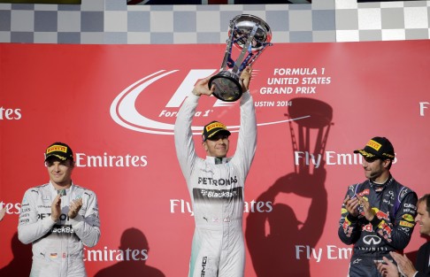 Mercedes' Lewis Hamilton won the US Grand Prix in similar fashion when he won his previous World Championship in 2008. Photo: AP
