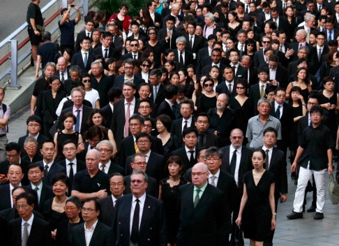 Hong Kong lawyers during a march in August. Photo: Reuters