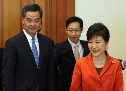 Chief Executive Leung Chun-ying told South Korea President Park Geun-hye that he wanted to invite more Korean stars to the city. Photo: Reuters 