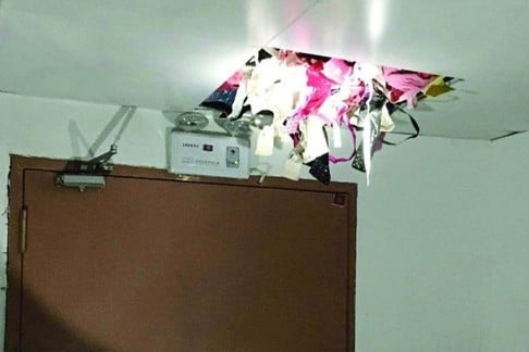 The man's perverse deed was uncovered only when a false ceiling above which he hid his loot gave way under the weight of the stolen underwear. Photo: SCMP Pictures