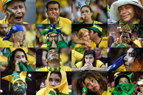 Fans react to Brazil's 7-1 thrashing by Germany in the World Cup semi-final. Photo: AFP