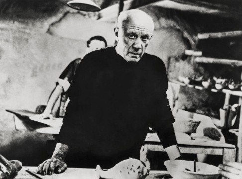 Picasso in his studio in Vallauris, France, in 1957.