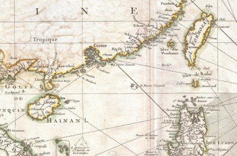 A section of Rigobert Bonne’s 1771 uncommon map of southeastern China.