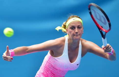 Petra Kvitova of the Czech Republic in action against Mona Barthel of Germany. Photo: EPA