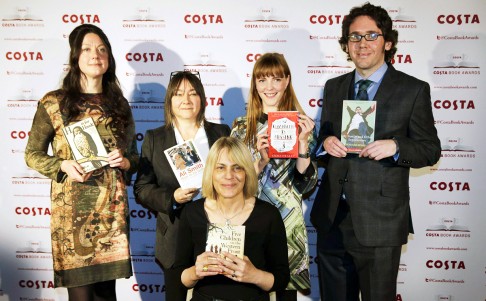 The Costa Book Award nominees (from left) Helen Macdonald, Ali Smith, Kate Saunders, Emma Healey and Jonathan Edwards. Photo: Reuters 