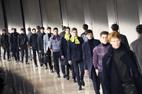 Models present creations by Hermès during the men's autumn-winter 2015 ready-to-wear fashion shows in Paris. Photo: AFP