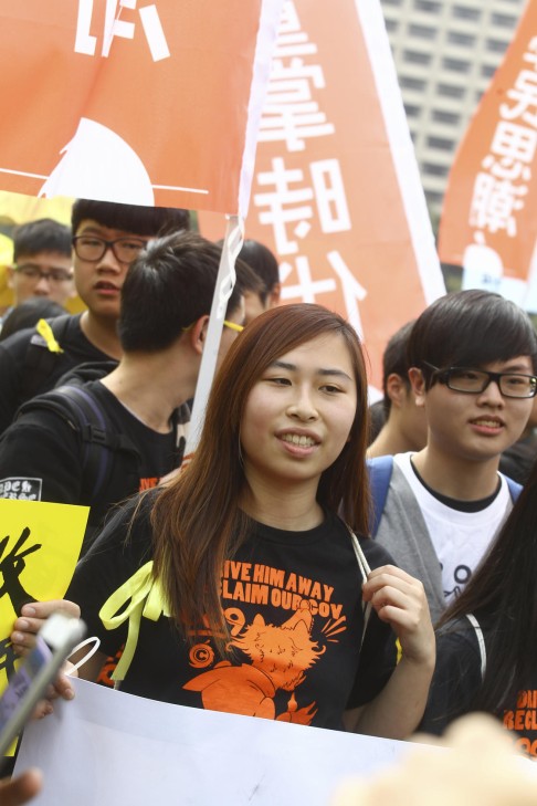 Gloria Cheng Yik-lam at last Sunday's pro-democracy rally. Photo: Dickson Lee