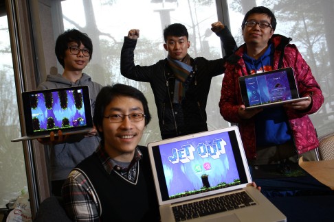 Jet Out creators (from left) Jonathan Chu, Zheng Te, Blu Chen and Li Yilan from the Zynga team. Photo: Dickson Lee