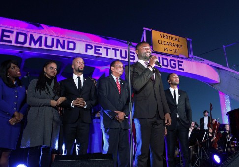 Legend with actor David Oyelowo, who plays Martin Luther King Jnr in Selma, at an event in the city of Selma in honour of the civil rights leader.