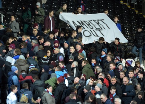 Aston Villa supporters staged a highly visible campaign to have Lambert sacked. Photo: AFP