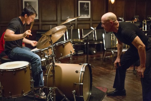 J.K. Simmons (right) has been nominated for the best supporting actor Oscar, for his perfomance as the intimidating music teacher of an aspiring jazz drummer, played by Miles Teller, in 'Whiplash'. Photo: Sony Pictures Worldwide 