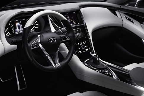 The interior of the Infiniti Q60 concept coupe, an evolution of its Q50 model. Photo: TNS