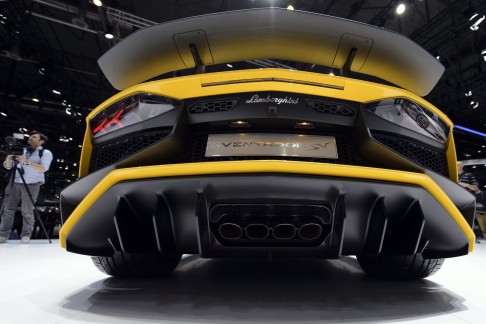 A rear view of the Lamborghini Aventador SV. Photo: EPA