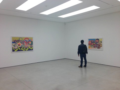 A visitor views works by Brazilian artist Beatriz Milhazes at the White Cube gallery in Central.