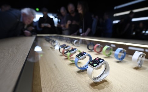 Apple watches are seen during an Apple event in San Francisco. Photo: Xinhua