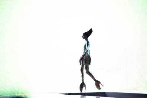 Jellyfish ensemble and platform shoes from a 2010 McQueen show.