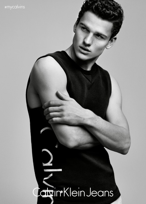 Simon Nessman models for Calvin Klein.