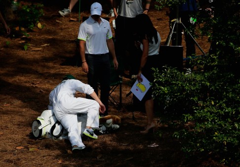 Niall Horan eats the dirt after slipping on some straw. Photo: AFP