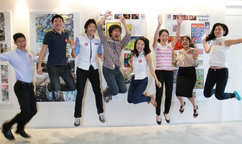 Five students who scored the maximum 45 points for their IB Diploma last year (from left): Chui Wan-fung, Tristan Lam, Gordon Yam, Tiffanie Chan and Allison Margo Fok. Photo: Dickson Lee
