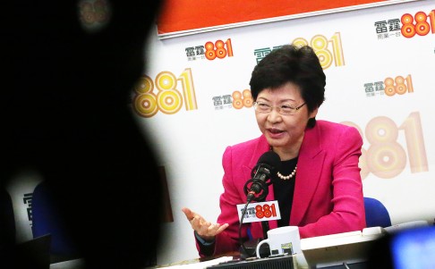 Hong Kong Chief Secretary Carrie Lam Cheng Yuet-ngor attends a radio programme at RTHK in Kowloon Tong on Thursday. Photo: Felix Wong