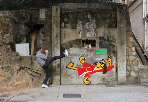 The Hong Kong Phooey artwork in Happy Valley that was destroyed by the government. 