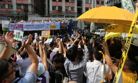 Protesters gather in Kennedy Town. Photo: Sam Tsang