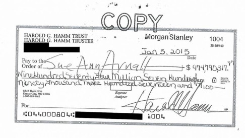 Hamm's US$975 million Divorce cheque. Photo: AP