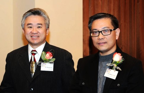 Michael Ching (right), pictured in 2011 at an event in Richmond with Thomas Wu, former president of the Canada Asia Pacific Business Association, of which Ching is a director.  Photo: Patrick P.K. Tam   