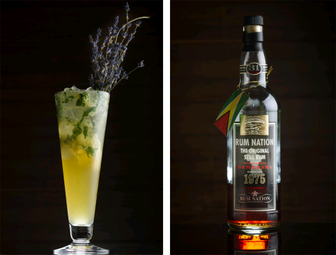 Mojito made with silver rum (left); Nation Demerara 31-year-old rum.