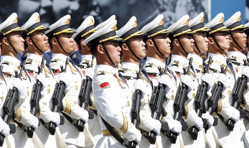 Chinese Army servicemen march during the Victory Day parade in  Moscow. Photo: Reuters
